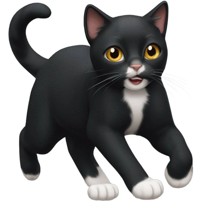 Black cat with white stripe on face emoji