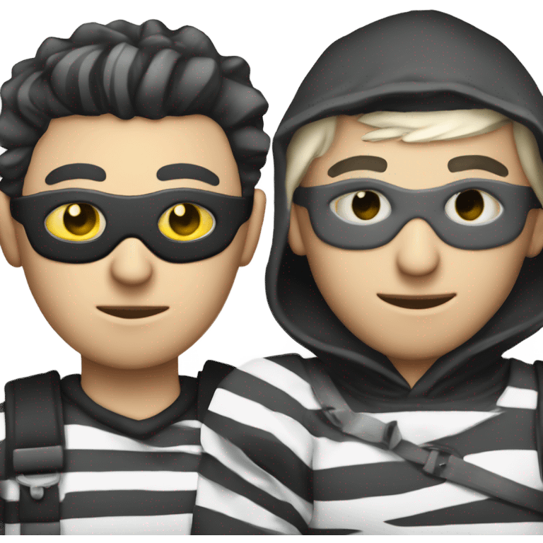 man with black and white striped shirt, black eye mask and a bag if money, like the robber/thief emoji emoji