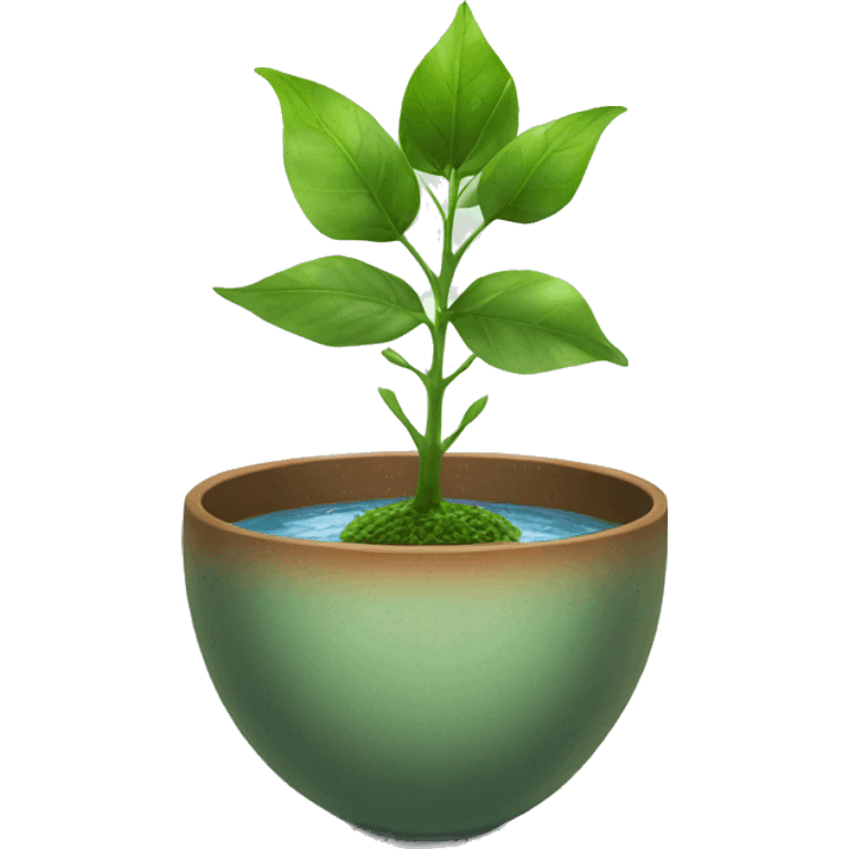 plant in a pot in a bowl with water emoji