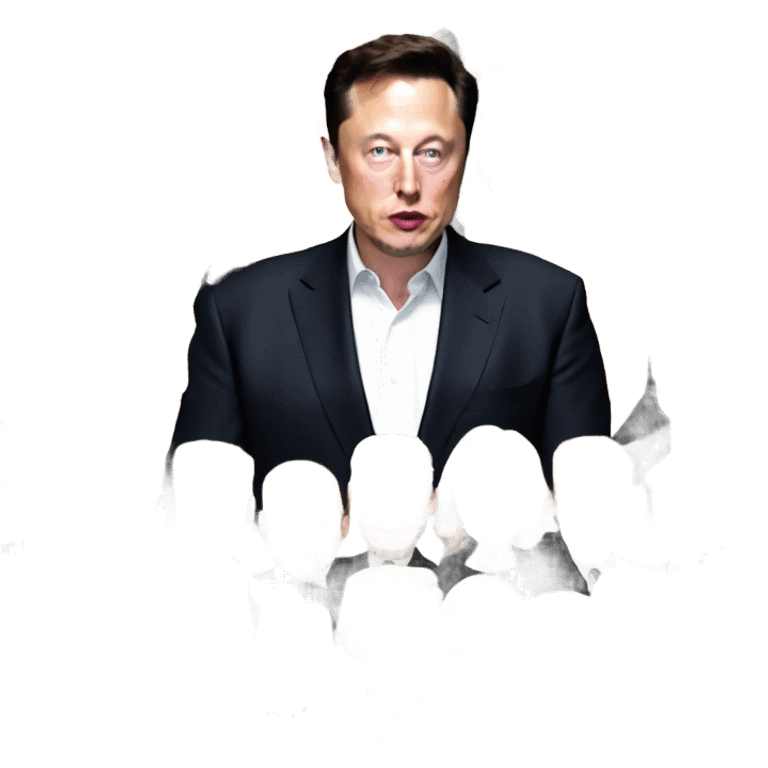 Elon Musk and Donald Trump in 100 faces emoji