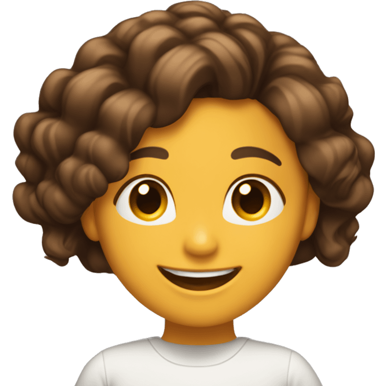 Chica de cabello café sonriendo y de buenas vibras emoji