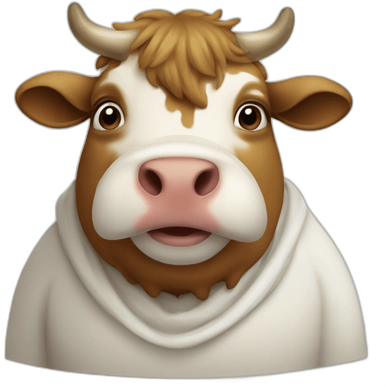 Fat cow dressed as jesus emoji