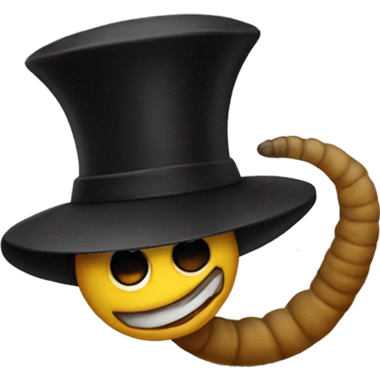 Worm with black hat emoji