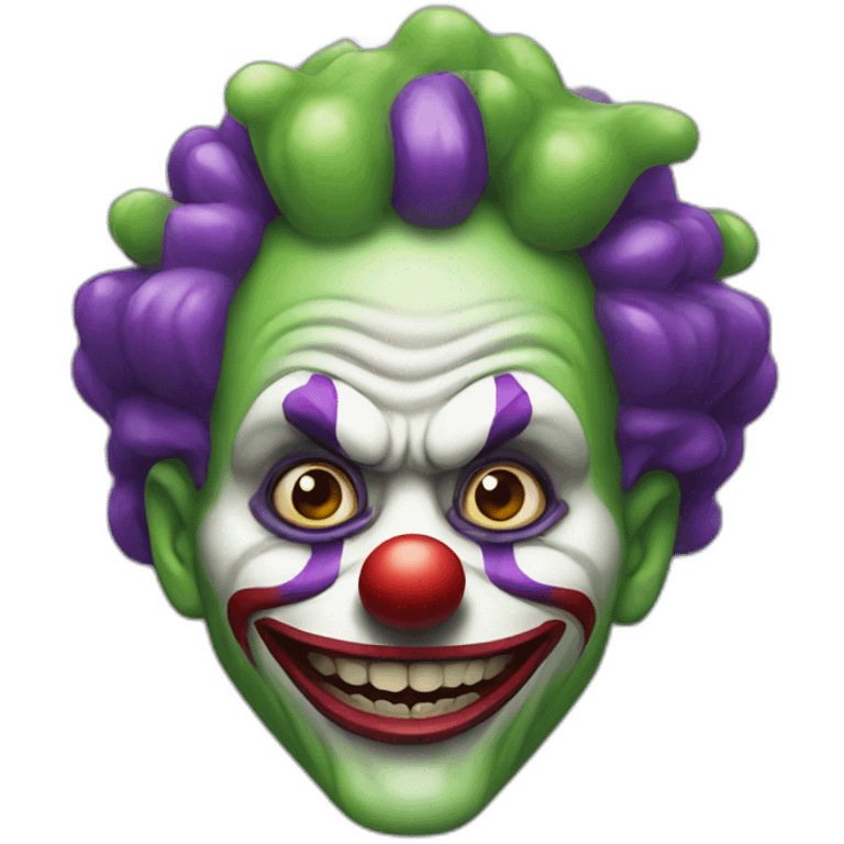 green and purple scary clown emoji