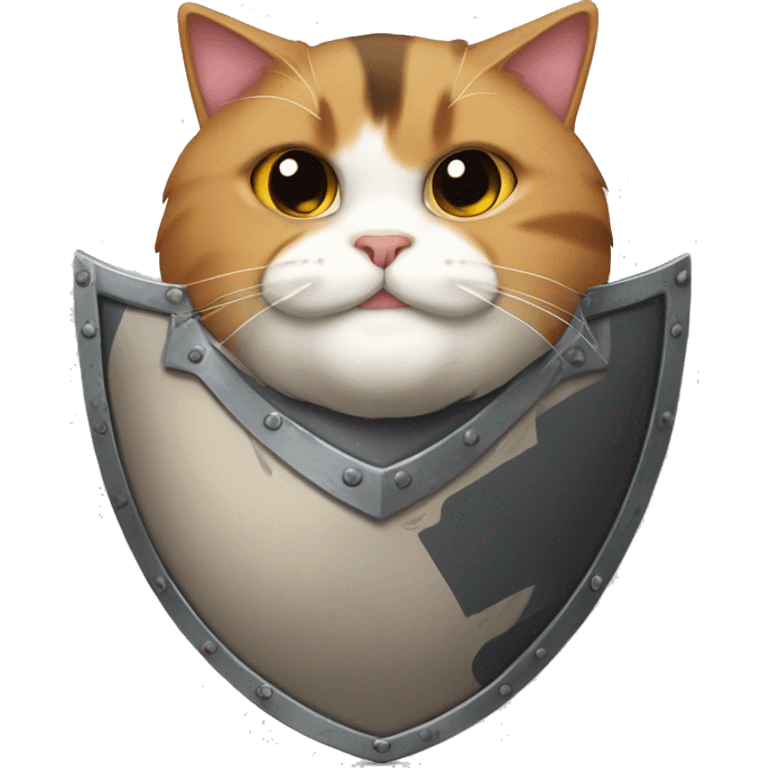 Fat calico cat with a shield  emoji