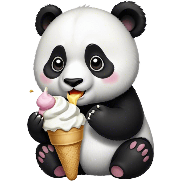 Panda eating ice cream emoji