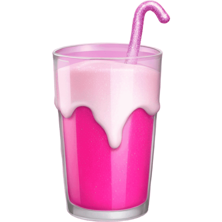 Hot pink glass of milk with glitter  emoji