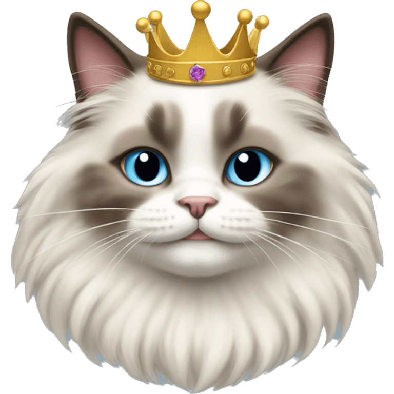 Happy ragdoll cat with crown  emoji