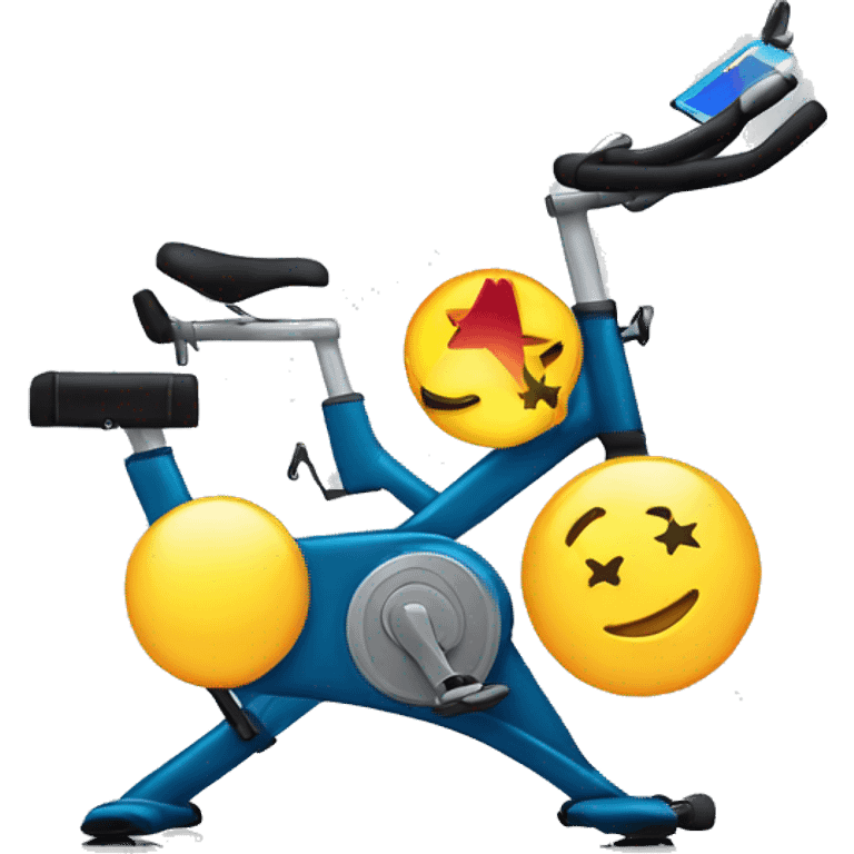 Design an emoji of a star on a stationary bike that is a superstar on a concert emoji