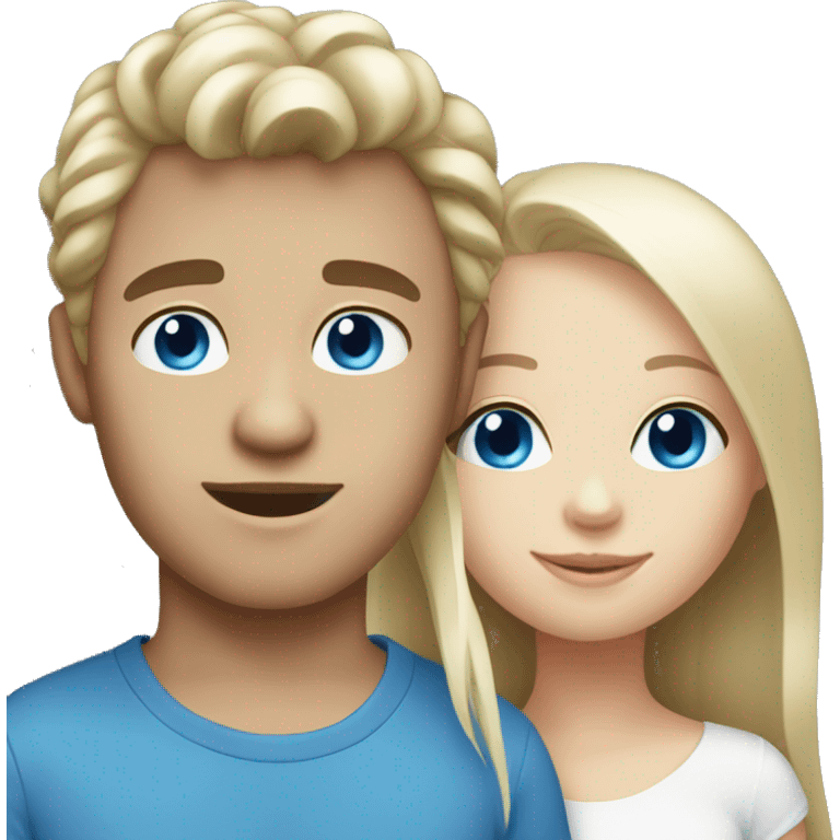 White brunette girl with white blonde blue eyed boy emoji