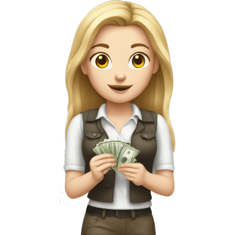 white girl paying money emoji