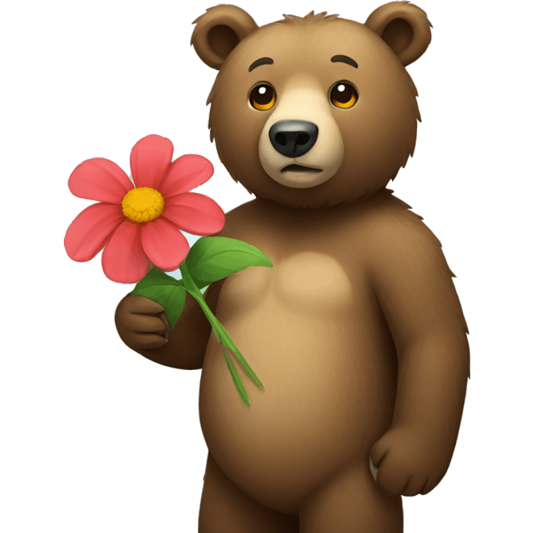 Bear holding a flower emoji