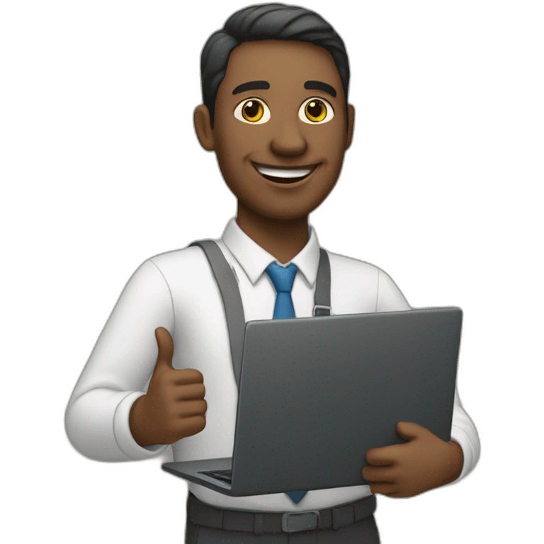 teacher of the school with a laptop in his hands emoji