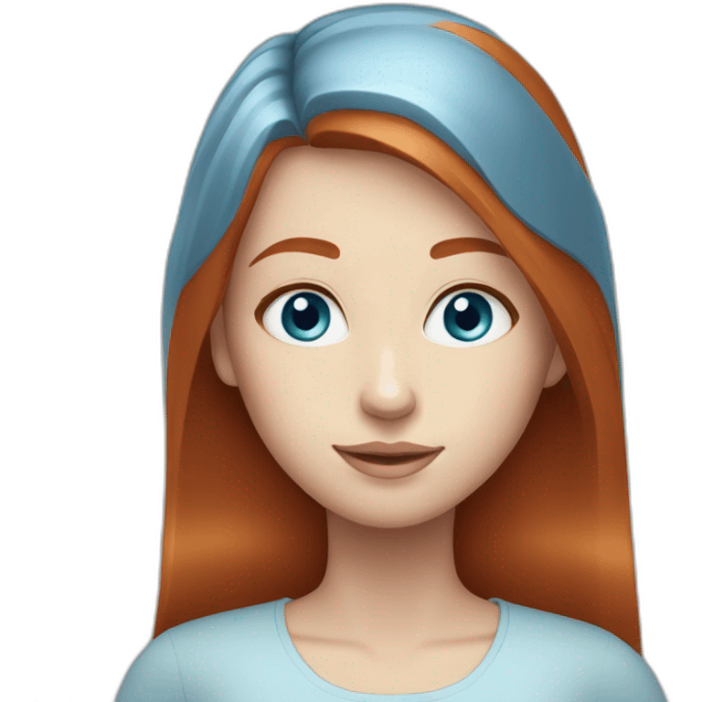 Redhead Girl long straight with pale blue eyes emoji