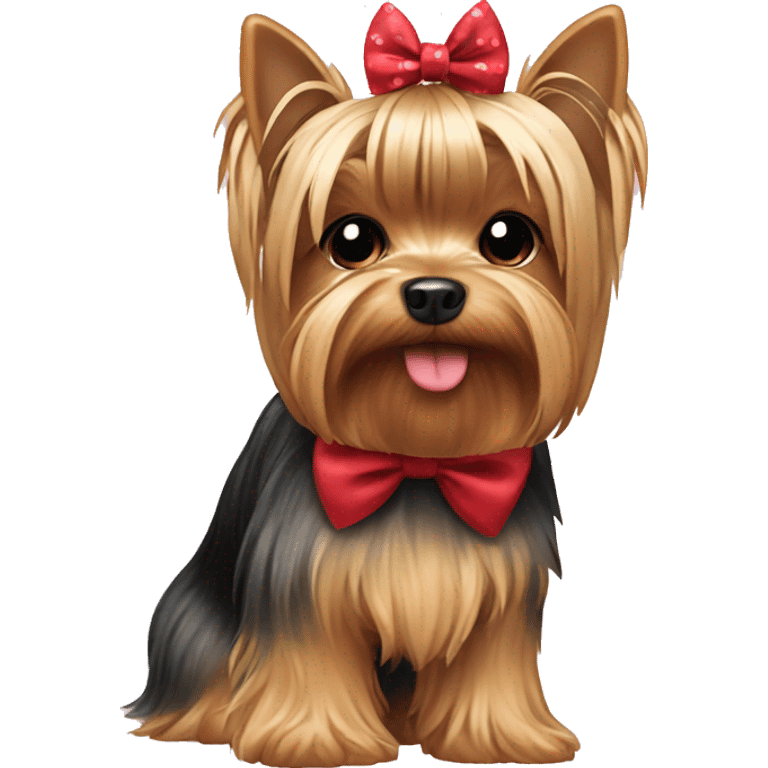 Yorkie with a bow emoji