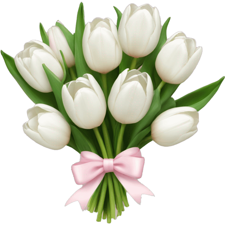 White tulips bouquet with light pink bow  emoji