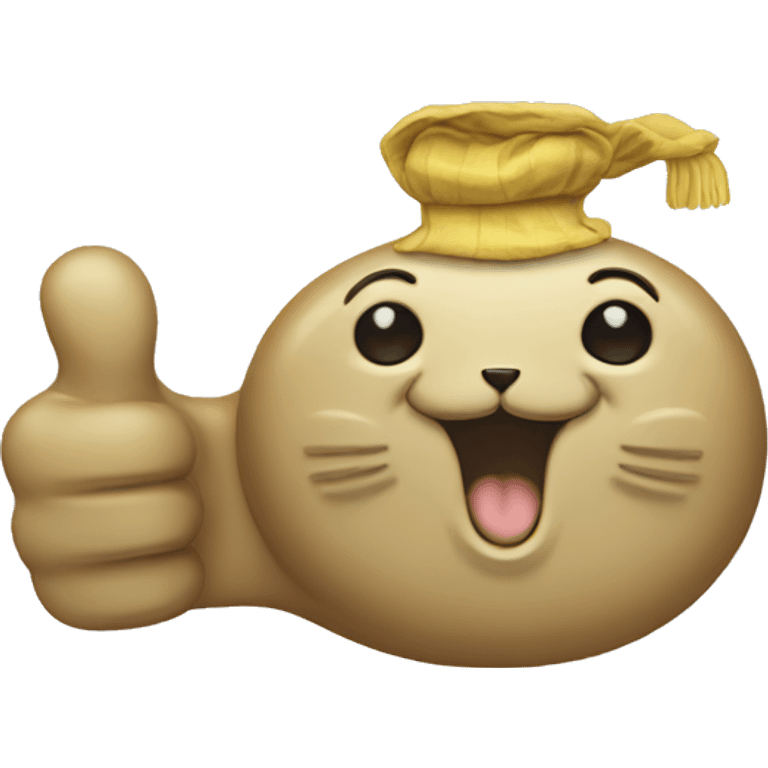 coin of a seal with thumbs up hand emoji