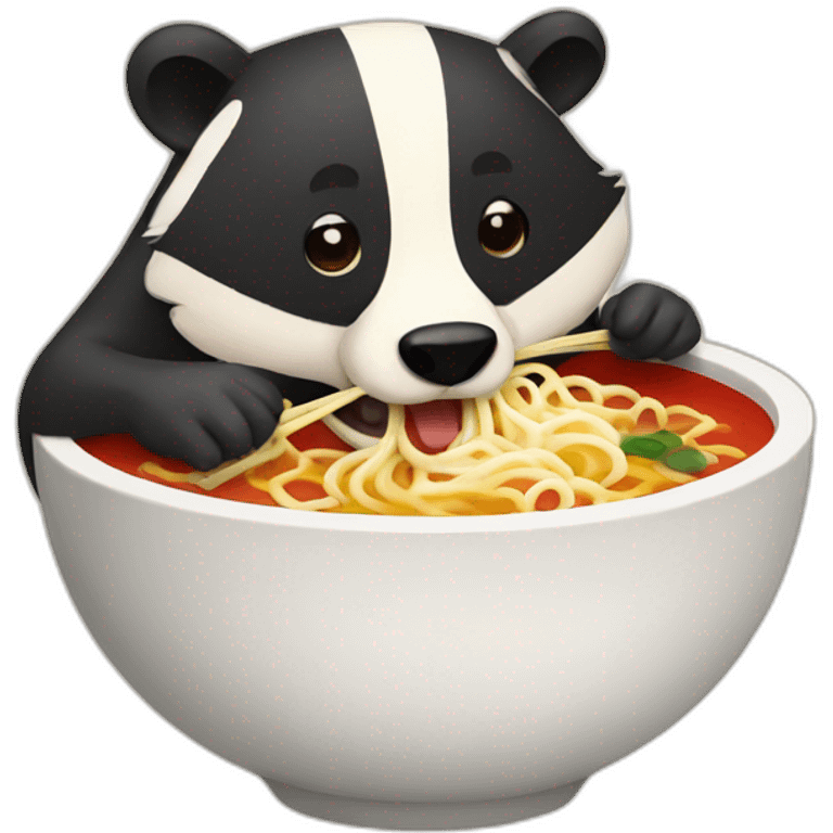 A badger eating ramen emoji