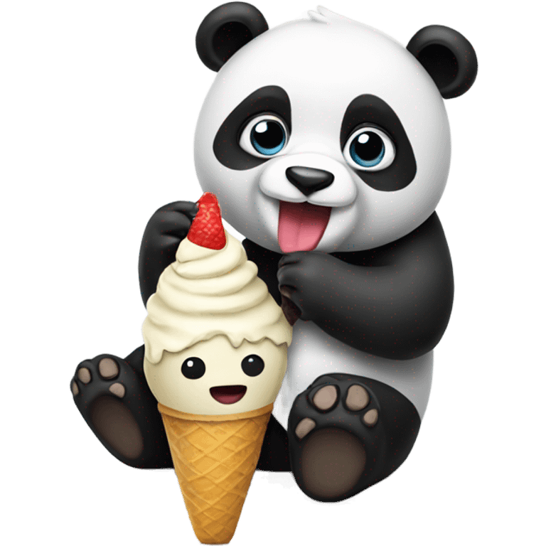 Panda eating ice cream emoji