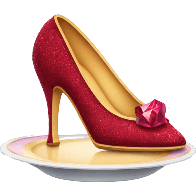 Ruby cinderalla shoe in a plate emoji