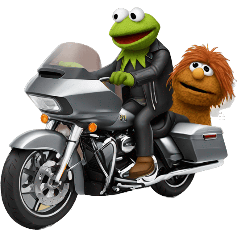 Muppet riding a road glide emoji