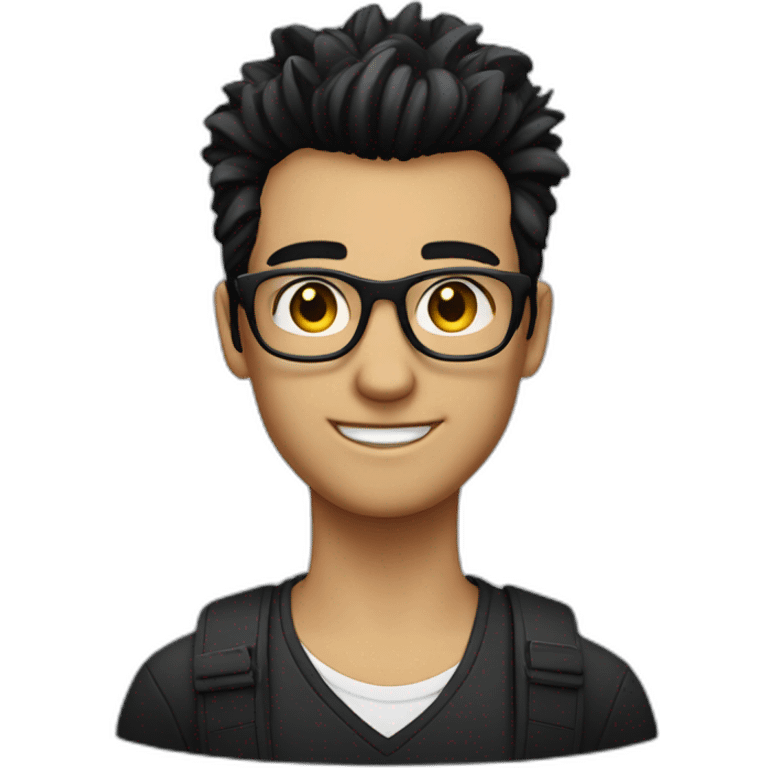 a guy with white coloured spectacles,black coloured Fauxhawk hairstyle emoji