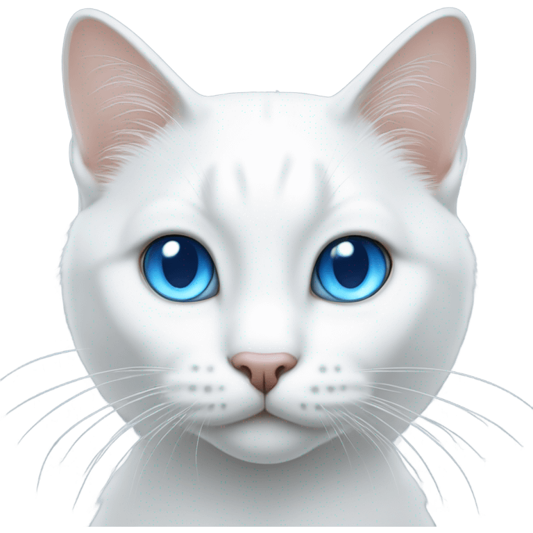 White cat with blue eye emoji