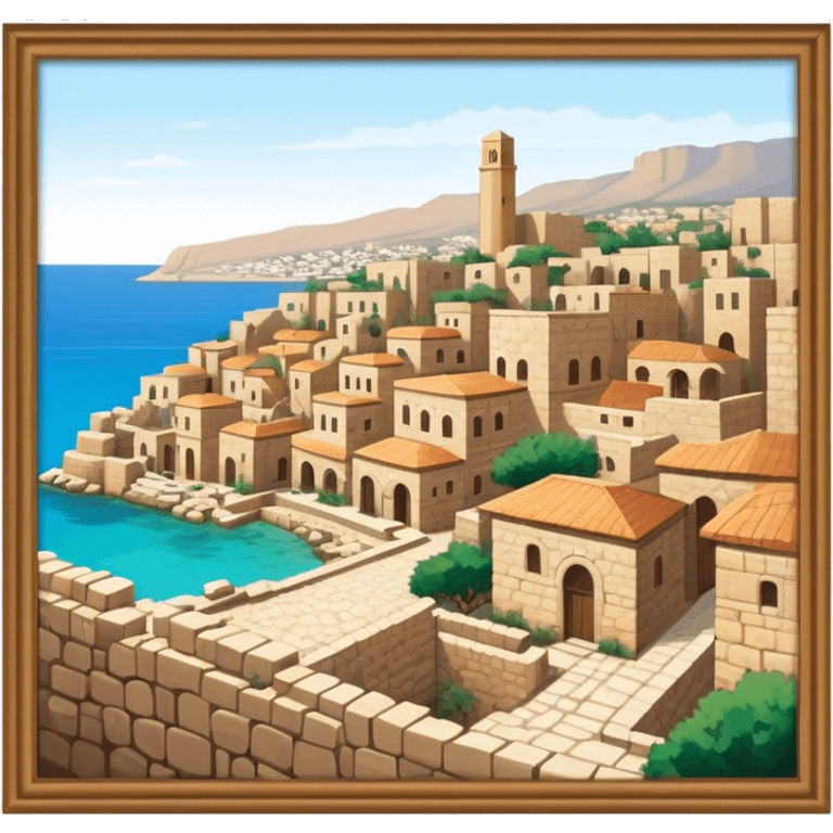 Byblos Old City Landmark Emoji – Portraying the historic stone houses, narrow streets, and Phoenician ruins. emoji