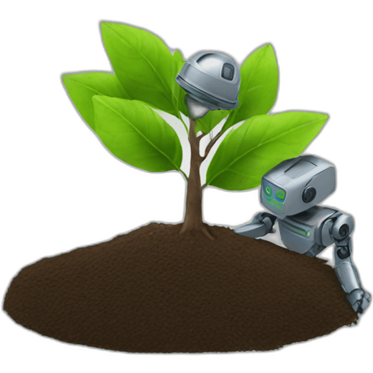 Robot planting tree emoji