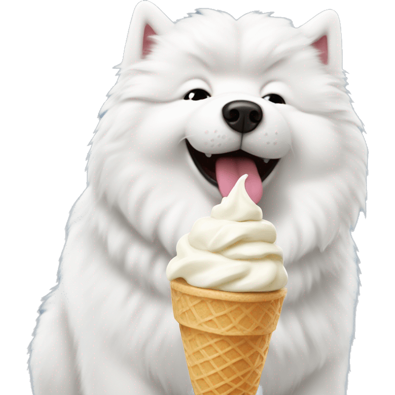 Samoyed eating ice cream  emoji