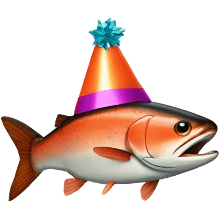 Salmon with party hat emoji