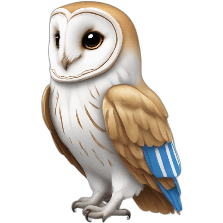 Barn Owl wearing blue and white striped shirt emoji