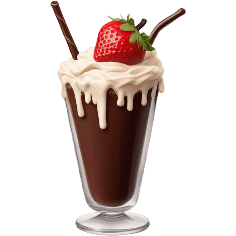 Strawberry shake with chocolate sauce emoji