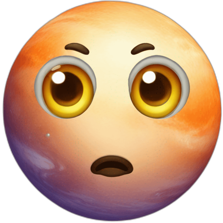 planet Mercury with a cartoon hypnotic face with big kind eyes emoji