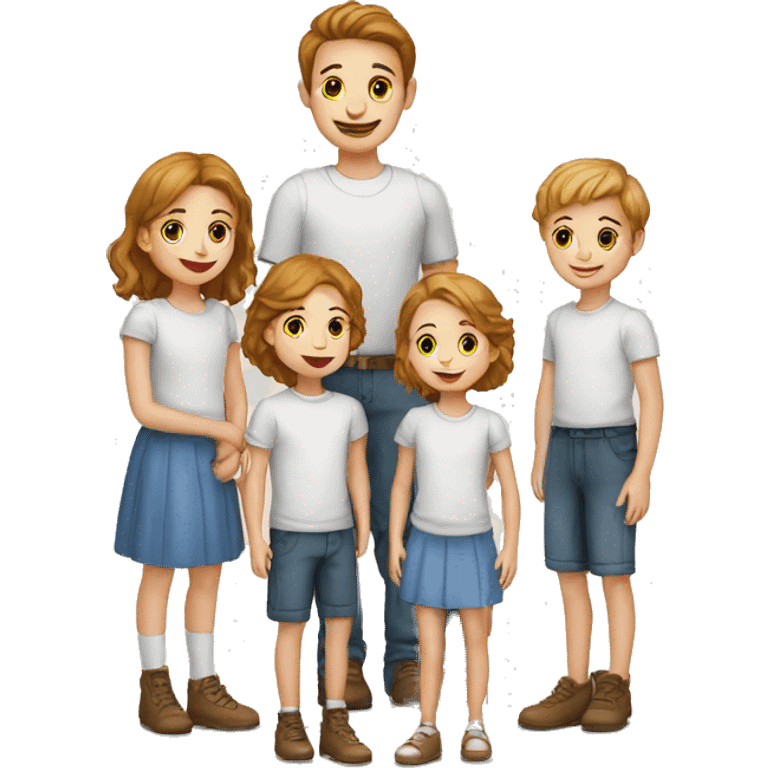 family five children European white emoji