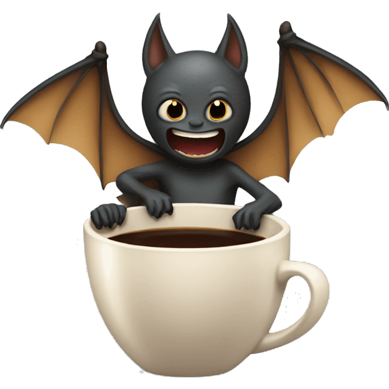 A bat drinking a cup of coffee emoji