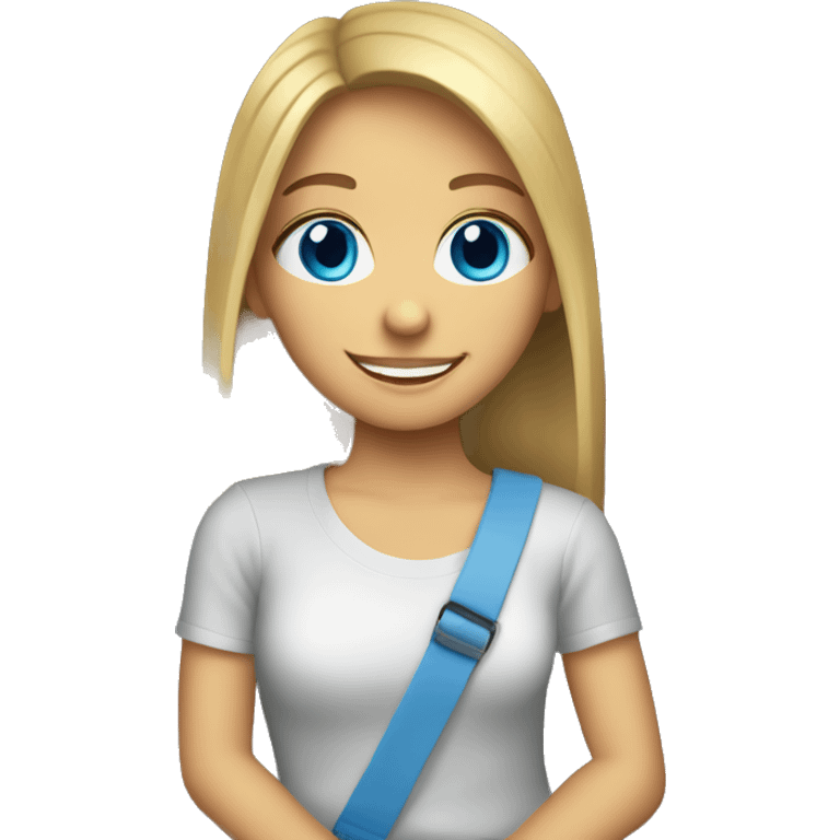 smiling girl in car interior blue eyes  emoji