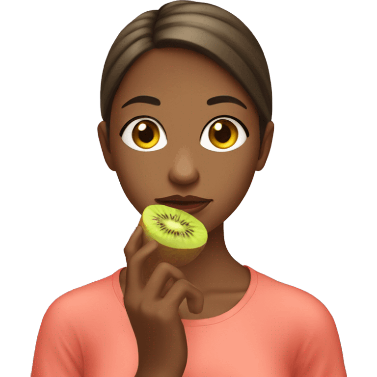 teen girl eating the fruit kiwi emoji