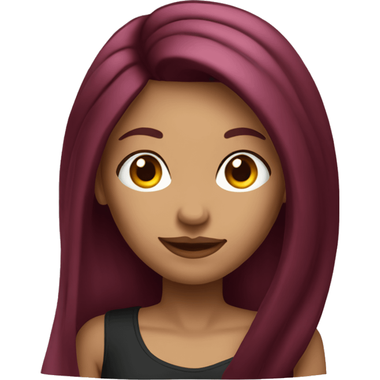 Tattooed woman with long straight burgundy hair emoji