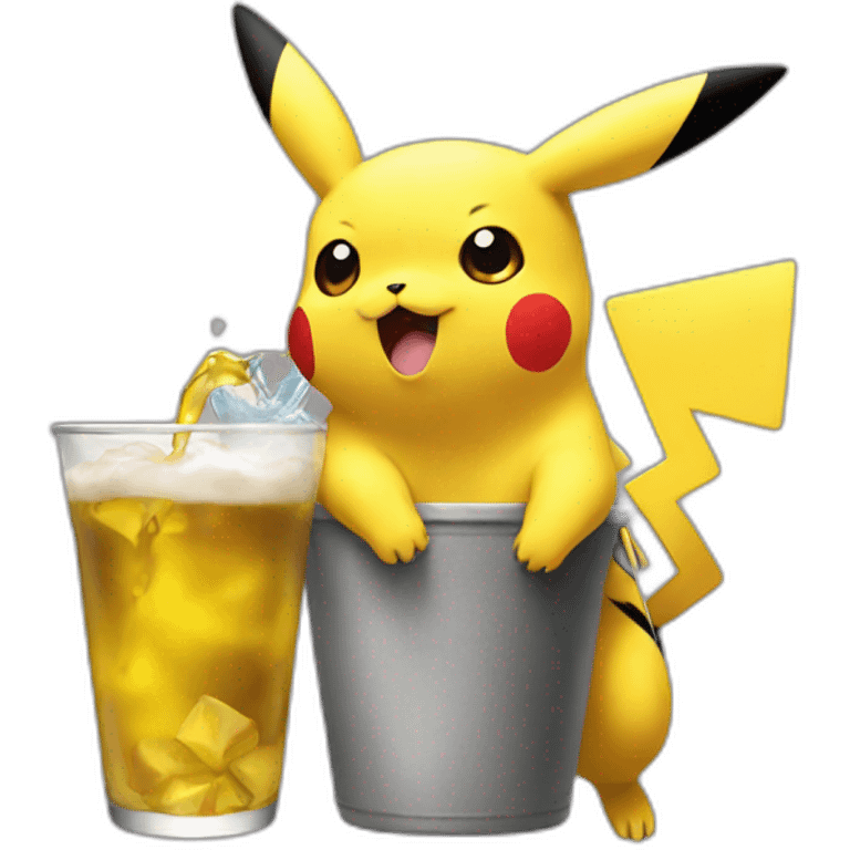 Pikachu drinking emoji