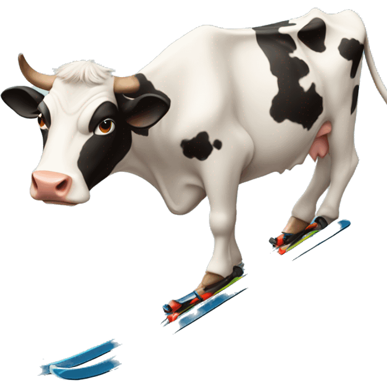 A cow is skiing down the mountain emoji