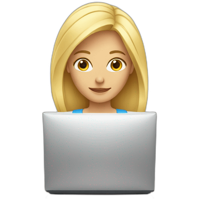 blond woman behind computer emoji