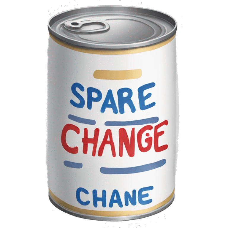 Open soup can that says spare change emoji