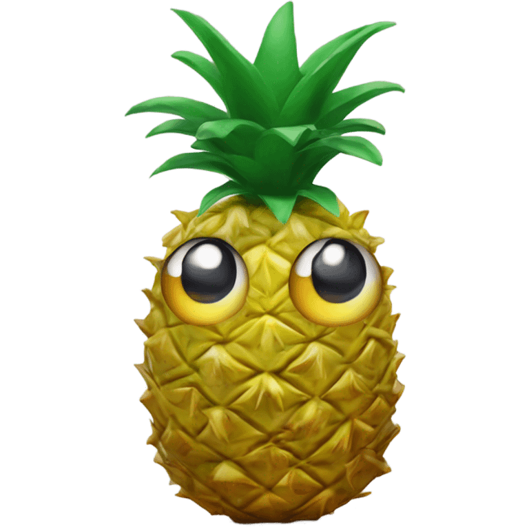 3D pineapple  👱‍♀️🍍 with big shiny eyes 👀 The pineapple cute embarrassed ☺️ emoji