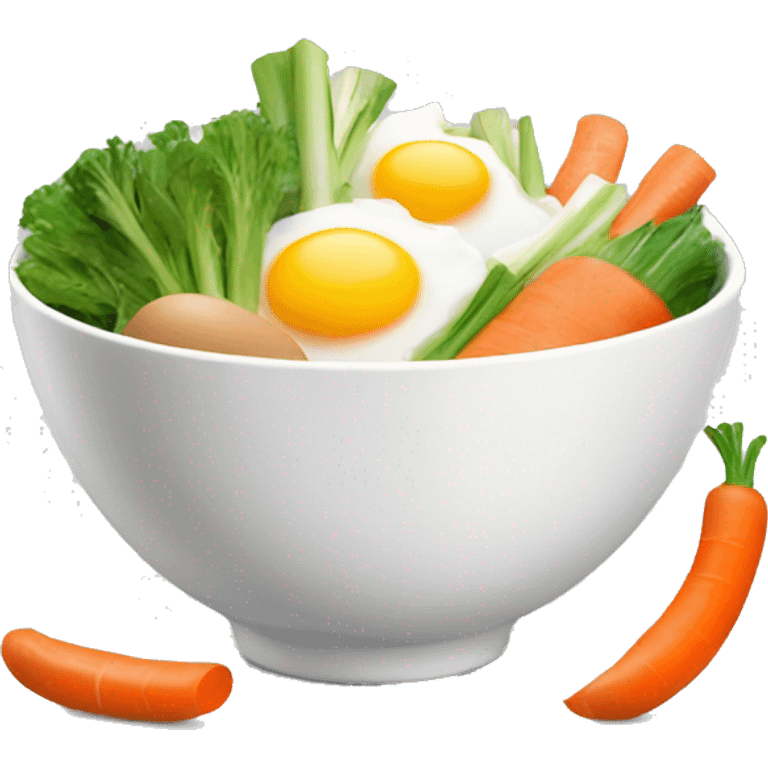 Bowl with sliced vegetables and egg emoji