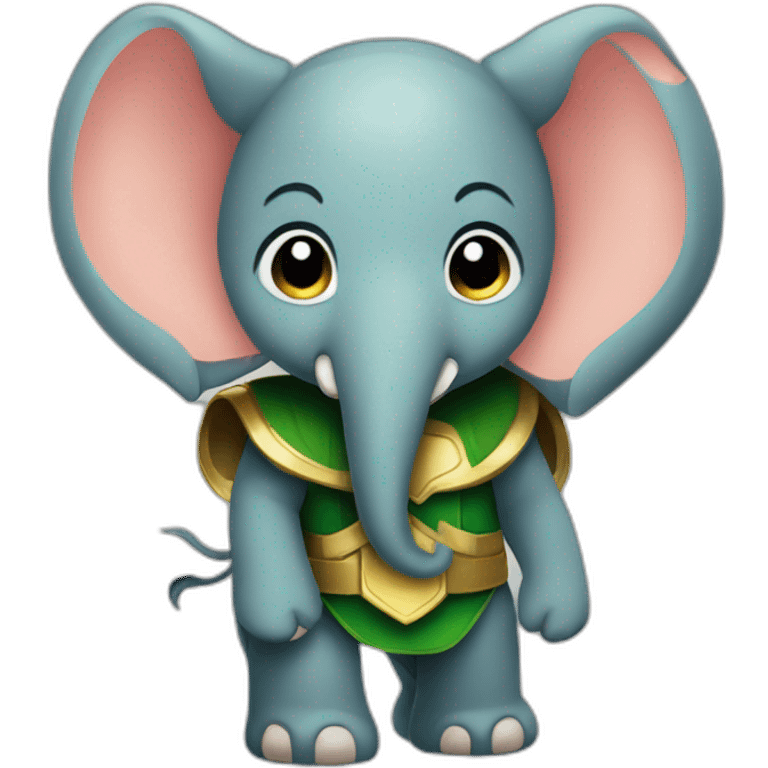 Elephant in Loki costume with horns marvel detail emoji