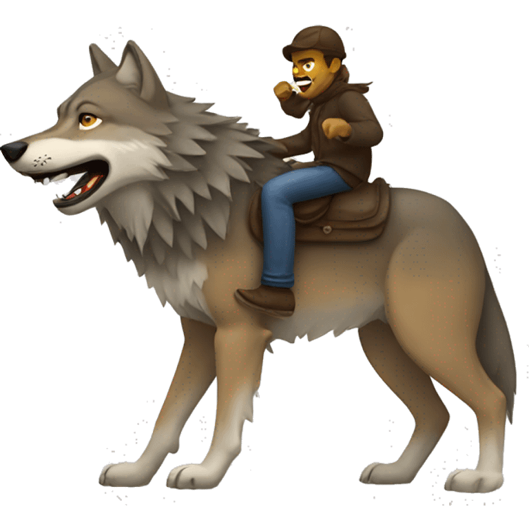 wolf riding another wolf emoji