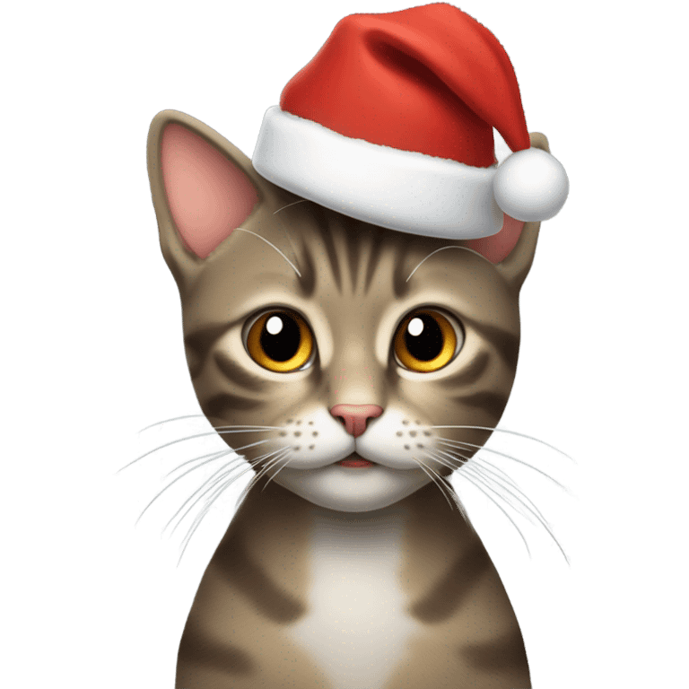 Gorro de navidad en un gato emoji