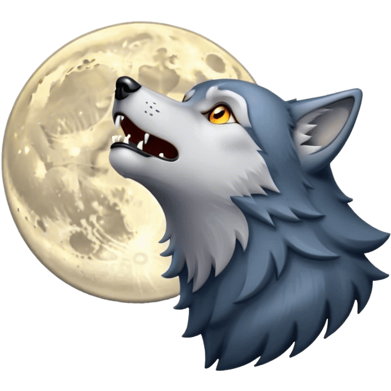 Wolf howling at moon emoji