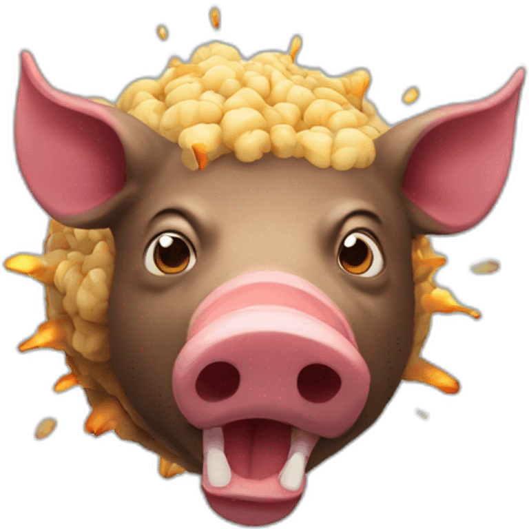 A boar with an exploding brain emoji